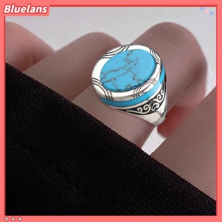 Bluelans แหวนนิ้วมือ ทรงกลม สีเขียวขุ่นเทียม สไตล์พังก์ วินเทจ สําหรับงานเลี้ยง