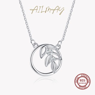 Ailmay สร้อยคอเงินแท้ 925 จี้รูปใบไม้ หรูหรา เครื่องประดับ สําหรับผู้หญิง งานแต่งงาน