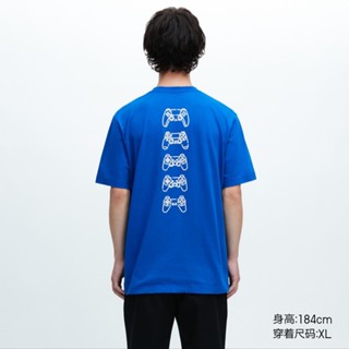 Umiqlo เสื้อยืดแขนสั้น พิมพ์ลาย PlayStation แฟชั่นฤดูใบไม้ผลิ ฤดูร้อน สําหรับผู้ชาย และผู้หญิง 457329