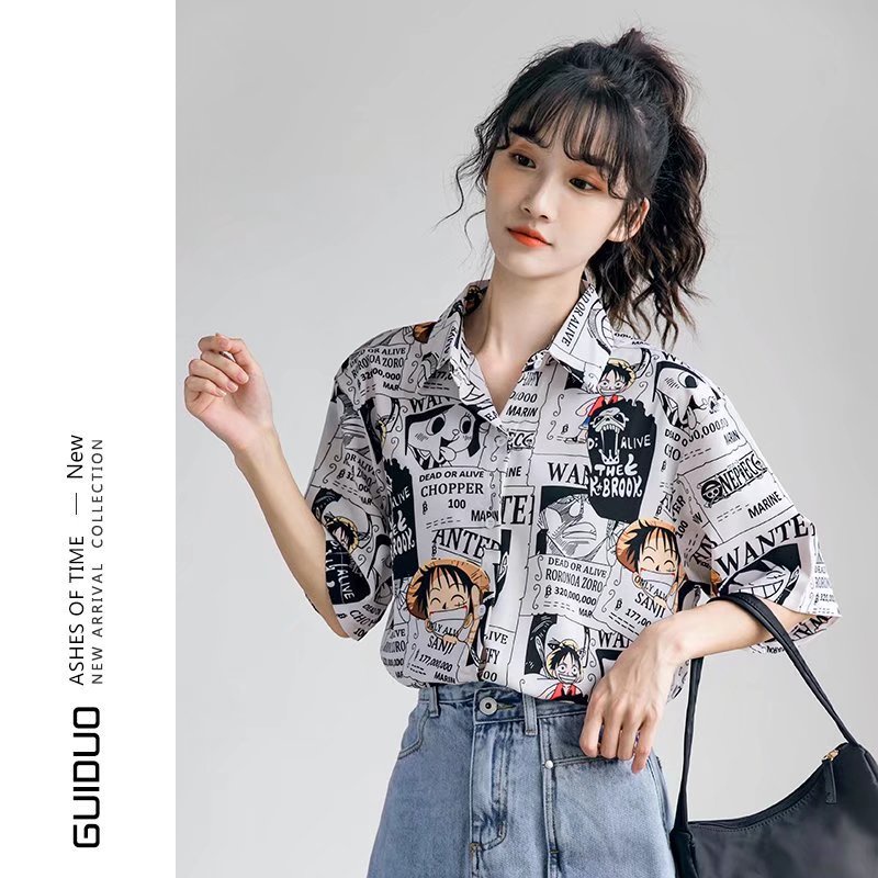 เสื้อเชิ้ตยีน แขนสั้น พิมพ์ลายดอกเดซี่ ทรงหลวม สไตล์ฮ่องกง เรโทร เหมาะกับฤดูร้อน สําหรับผู้ชาย