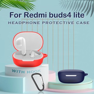 เคสซิลิโคนนิ่ม พร้อมตะขอ สีแคนดี้ กันรอยขีดข่วน สําหรับ Redmi Buds 4 Lite Redmi Buds 4 Lite