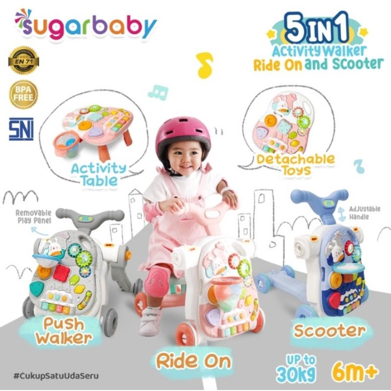 รถหัดเดินกิจกรรม Sugarbaby 5in1,Ride On and Scooter