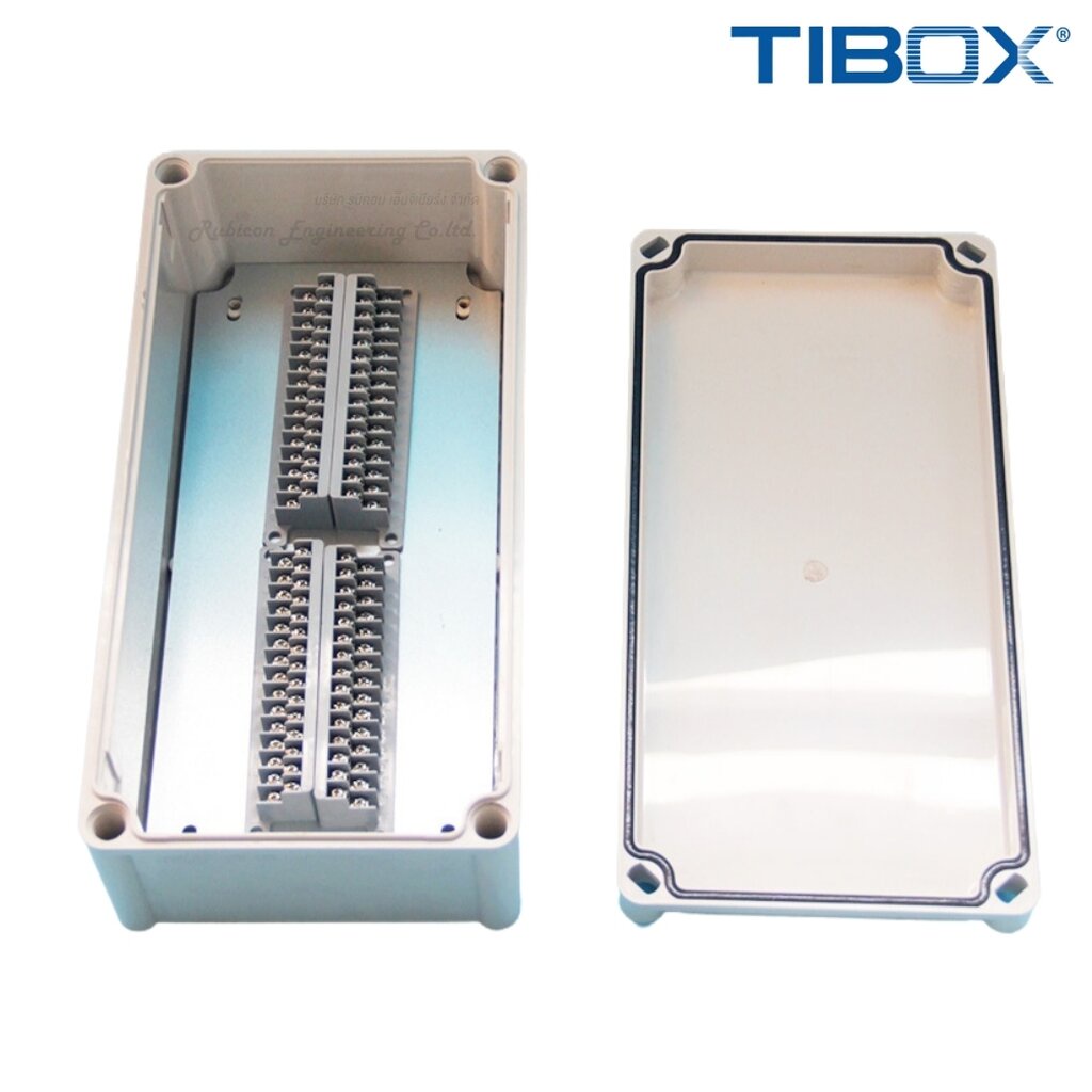 TIBOX TJ-60P กล่องพลาสติก พร้อมเทอร์มินอลบล็อก (Plastic Terminal Block Box IP66) 60Pole 10A Size : 380x190x100 mm.