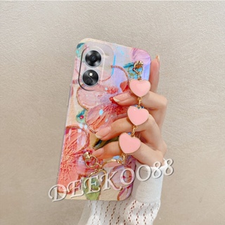 ใหม่ เคสโทรศัพท์มือถือนิ่ม ลายดอกไม้น่ารัก พร้อมสายคล้องมือ ระยิบระยับ สําหรับ OPPO A78 Reno8 T Reno 8 8T 4G 5G 2023 Reno8T OPPOA78