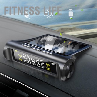  Fitness Life เครื่องวัดความดันลมยางแบบไร้สายพร้อมเซ็นเซอร์ TPMS ภายนอก 4 ตัวโหมดเตือนการชาร์จพลังงานแสงอาทิตย์