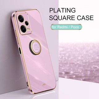 เคสซิลิโคน พร้อมแหวนขาตั้ง หรูหรา สําหรับ Xiaomi POCO X4 X5 M4 Pro 4G 5G Xiaomi POCO F4 X4 GT 13 Lite