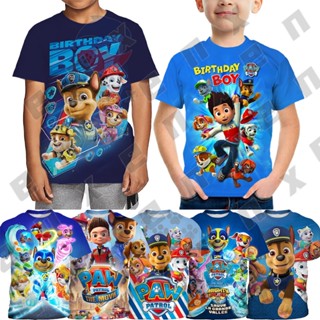 Enx PAW PATROL เสื้อยืดคอกลม แขนสั้น พิมพ์ลายการ์ตูนน่ารัก 3D ใส่สบาย แฟชั่นฤดูร้อน สําหรับเด็ก 3-13 ปี