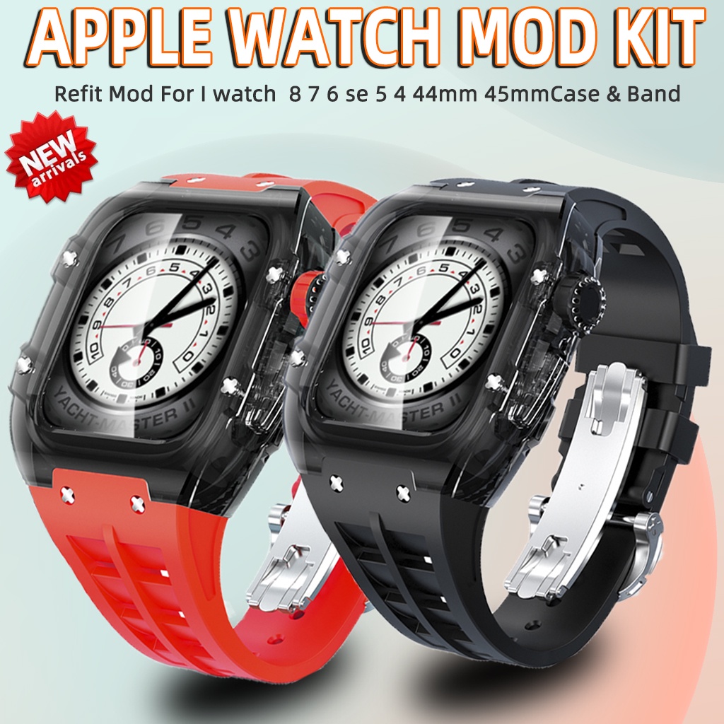 สายนาฬิกาข้อมือซิลิโคน แบบใส ขนาด 45 มม. สําหรับ Apple Watch 8 7 i Watch Series 8 7 6 5 4 SE 44 มม.