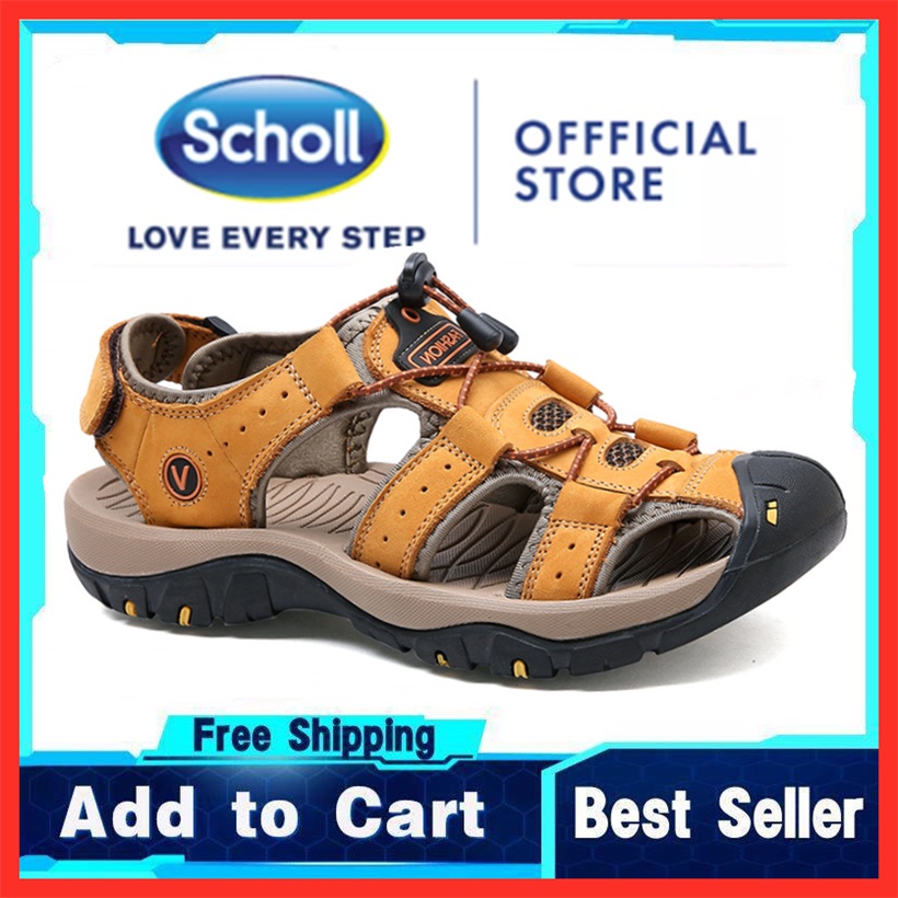 scholl scholl สกอลล์ รองเท้าผู้ชายรองเท้าแตะหนังผู้ชาย สกอลล์ รองเท้าผู้ชาย รองเท้าแตะชายหาดกลางแจ้ง ขนาดใหญ่ สหภาพยุโรป 46 47 48 – โปรปัง