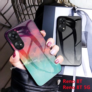 เคสโทรศัพท์มือถือกระจกนิรภัย ขอบซิลิโคน TPU แบบนิ่ม ลายหินอ่อน สําหรับ OPPO Reno8 T 8T 5G 4G 2023 Reno8T