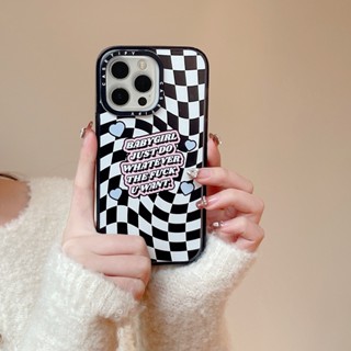 Casetify เคสโทรศัพท์มือถืออะคริลิคแข็ง พิมพ์ลายกระดานหมากรุก สีดํา สีขาว สําหรับ iPhone 14 13 12 11 Pro Max Plus
