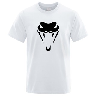 Snake Head Cobra Fangs T Shirts Men Fashion 100% Cotton Shirt Loose Summer Breathable T Shirts Fashion Crewneck Top_02