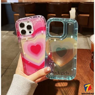 เคสโทรศัพท์มือถือ ซิลิโคนนิ่ม TPU ใส กันกระแทก แต่งไล่โทนสี ลายหัวใจ สีหวาน สําหรับ iPhone 7 8 6 6S Plus 14 Pro MAX 11 13 12 Pro MAX XR X XS MAX