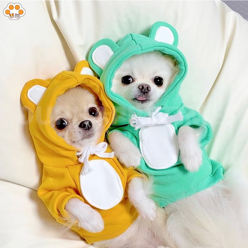 เสื้อผ้าสัตว์เลี้ยง เสื้อผ้าสุนัข แมว มีฮู้ด แบบนิ่ม ลาย Shih Tzu Yorkshire - รูปที่ 3