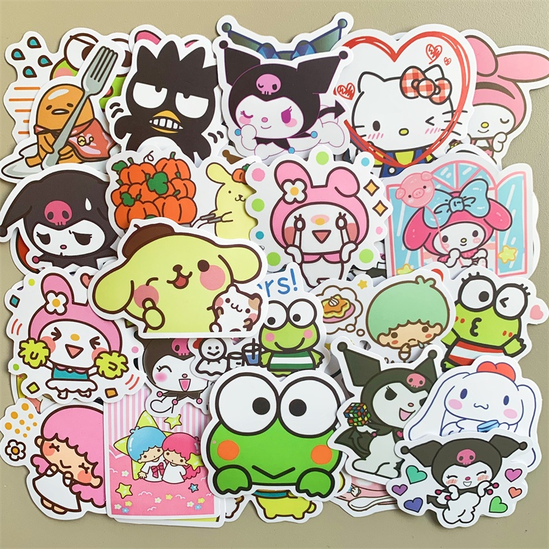 SANRIO 【100 ชิ้น】สติกเกอร์ ลายการ์ตูน Hello Kitty Melody Twin Stars Cinnamoroll Kuromi สําหรับติดตกแต่งตู้เย็น แล็ปท็อป โทรศัพท์ สเก็ตบอร์ด กระเป๋าเดินทาง - รูปที่ 3