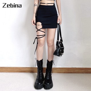 Zebina กระโปรงสั้นสตรีเซ็กซี่บางกระเป๋าเอวสูงกระโปรงสะโพก