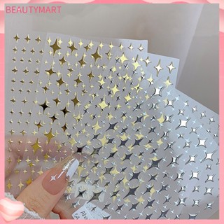 [beautymart] สติกเกอร์ติดเล็บ เคลือบเงา ไม่ซีดจาง ติดง่าย มีกาวในตัว บางพิเศษ สีขาว สีทอง สีดํา สีเงิน DIY