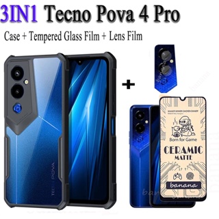 3in1 Tecno Pova 4 Pro เคสโทรศัพท์ กันกระแทก สําหรับ Pova Neo 2 Pova 4 3 2 ฟิล์มฝ้าเซรามิค + ฟิล์มเลนส์กล้อง