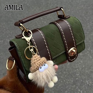 AMILA รูปแบบใหม่กำมะหยี่เคมบริดจ์กระเป๋ารูปสี่เหลี่ยมขนมเปียกปูนของผู้หญิงกระเป๋าสะพายข้างสี่เหลี่ยมขนาดเล็ก