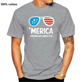 ขายดี!พร้อมส่ง เสื้อยืด ลาย Merica Kicking  Since 1776 Patriotic Usa 4Th Of July หลากสีสัน 2022S-5XL