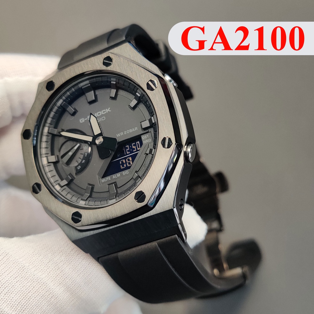 อะแดปเตอร์โลหะสเตนเลส กรอบ 2 และสายฟลูออรับเบอร์ สําหรับอัพเกรด Casio G Shock GA-2100 2110 G-Shock G