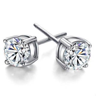 6ct/ 4ct Moissanite ต่างหูเพชร 4 ง่าม สีเงิน