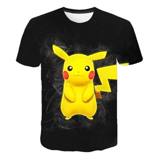 New Pikachu Cute T-Shirt Mens Couple Tops Pokemon Summer Cotton Short Sleeve Round Neck T-Shirt 3D Printing Cartoo_07