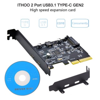 R* อะแดปเตอร์การ์ดขยาย 10Gb USB 3 1 เป็น Dual Type-C PCI-E 4X เป็น USB 3 1 Gen2 USB C สําหรับคอมพิวเตอร์ตั้งโต๊ะ PC