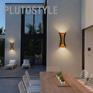 PLUTOSTYLE เชิงเทียนผนังกันน้ำกลางแจ้งคู่หัวขึ้นและลงฉายรังสีโคมไฟติดผนัง LED สำหรับลานวิลล่า