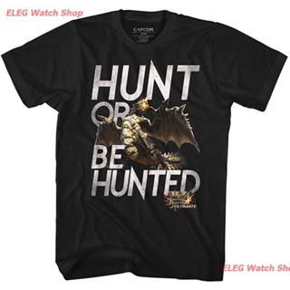 tshirtเสื้อยืดคอกลมฤดูร้อนเสื้อยืดผู้ชายและผู้หญิง Monster Hunter Video Game Hunt Black Adult T-Shirt Tee Mens Wom_03