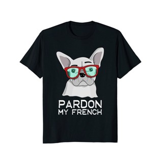 2022 New Brand Cheap Sale 100 % Cotton Pardon My French Bulldog White Frenchie Dog Dress T-Shirt tops tee_04