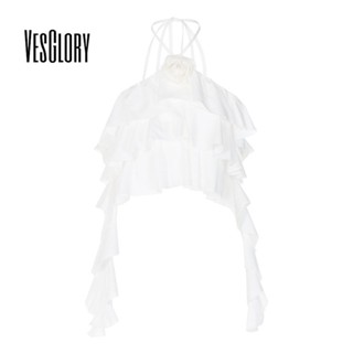 Vesglory เสื้อกล้าม สายคล้องคอ สีพื้น เซ็กซี่ แฟชั่นสําหรับผู้หญิง