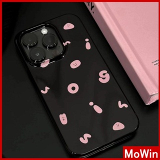 Mowin - เข้ากันได้สำหรับ เคสไอโฟน เคสไอโฟน11 เคส iphone 11 สำหรับ iPhone 14 Pro Max เคส iPhone สีดำเงา TPU เคสอ่อนกันกระแทกป้องกันกล้องสีชมพูตัวอักษรเรียบง่ายเข้ากันได้กับ iPhone 13 Pro max 12 Pro Max 11 xr xs max 7Plus