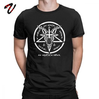 666 เสื้อยืดคอกลม ผ้าฝ้าย 100% พิมพ์ลาย Baphomet Sigil Of Satan 90s สําหรับผู้ชาย_01