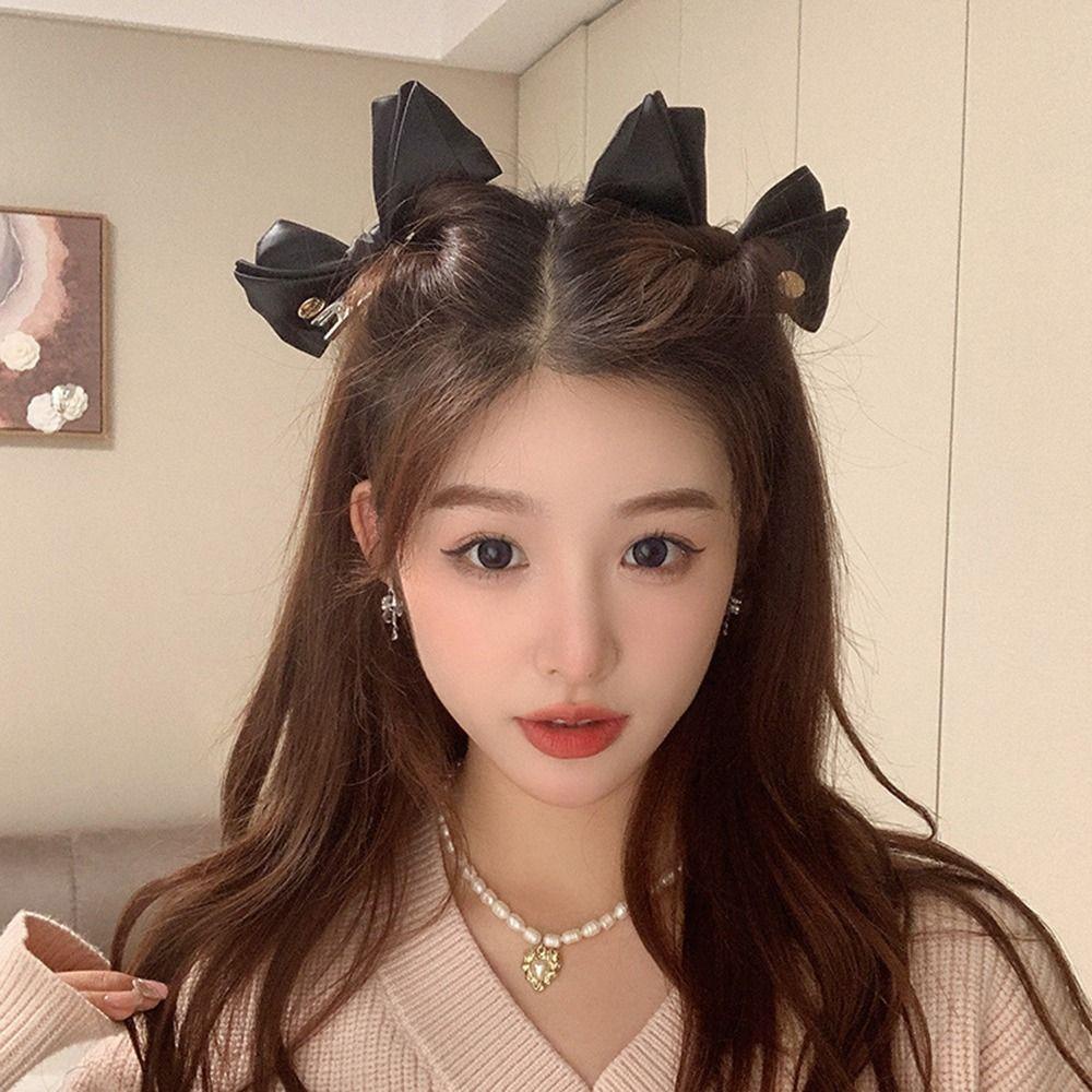 Desmondri กิ๊บติดผม โบ น่ารัก หรูหรา สําหรับผู้หญิง ซาติน หน้าม้า กิ๊บติดผม ปิ่นปักผม ด้านข้าง สําหรับผู้หญิง