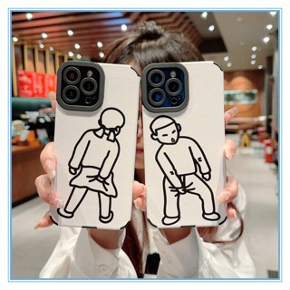 คู่รัก เคสไอโฟน11 เคส iPhone 13 Pro Maxเคสโทรศัพท์มือถือหนังนิ่ม ทรงสี่เหลี่ยม สำหรับ iPhone 14 Pro Max iPhone 11 X XR Xs Max 7 8 Plus เคสไอโฟน14พลัส