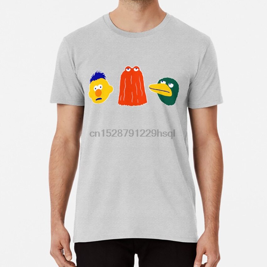 YELLOW RED DUCK - on white T shirt dont hug me im scared dhmis cartoon yellow guy red guy duck 80s 9