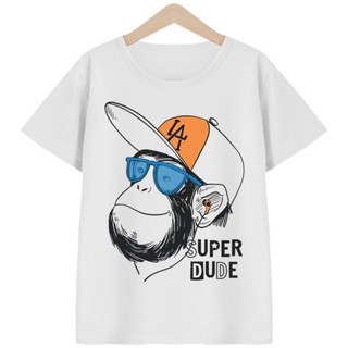 Bykidsเสื้อยืดเด็กคอตตอน100%%เด็กผู้หญิงเด็กผู้ชายลายลิงใส่หมวกน่ารักผ้านุ่มใส่สบาย_02