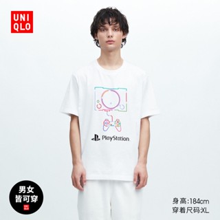 Umiqlo เสื้อยืดแขนสั้น พิมพ์ลาย PlayStation แฟชั่นฤดูใบไม้ผลิ ฤดูร้อน สําหรับผู้ชาย และผู้หญิง 455803