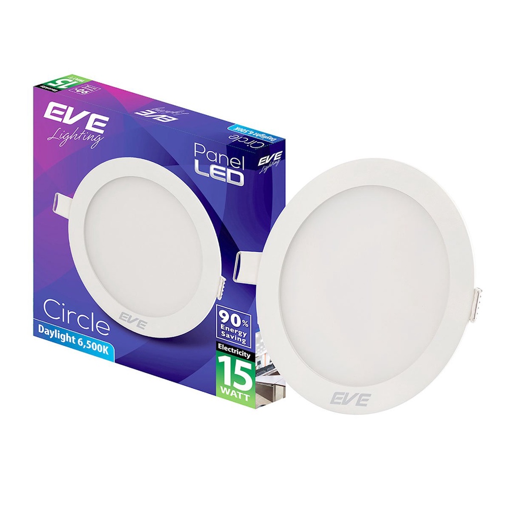โคมดาวน์ไลท์หน้ากลม 6 นิ้ว LED 15W Daylight EVE LIGHTING รุ่น RD Panel Light 15W DL สีขาว