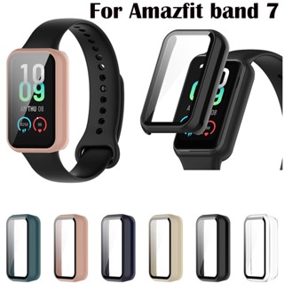 2in1 ฟิล์มกระจกนิรภัยกันรอยหน้าจอ ขอบแข็ง สําหรับ Huami Amazfit band 7 Smart