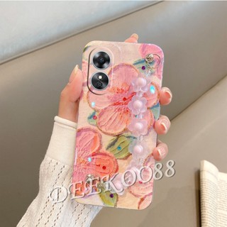 เคสโทรศัพท์มือถือนิ่ม ลายดอกไม้น่ารัก พร้อมสายคล้องคริสตัล สําหรับ OPPO A78 Reno8 T Reno 8 8T 4G 5G Reno8T OPPOA78