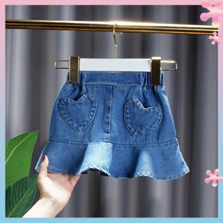 Girls skirt 2022 spring and summer new Korean style denim skirt baby girl blue all-match skirt childrens skirt