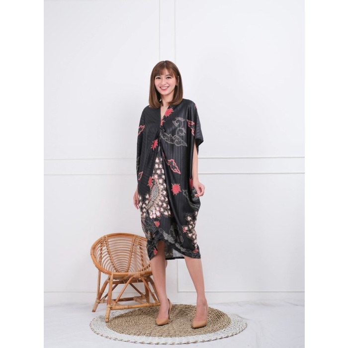 Kaftan CHRISTMAS CENTER DRESS SATIN BATIK R3V7 - สีดํา 141 F4J4