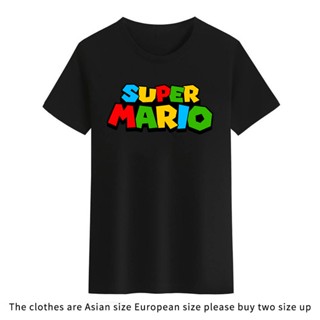 เสื้อยืดคอกลม พิมพ์ลาย Super Mario สีดํา สีขาว สําหรับผู้ชาย และผู้หญิง YXNK