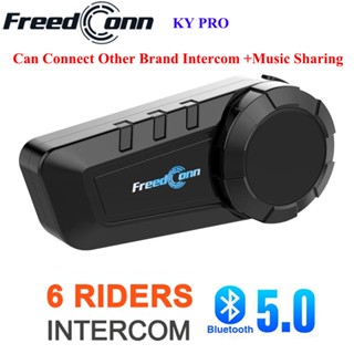 Freedconn KY PRO ชุดหูฟังบลูทูธ 5.0 1000 ม. 6 กลุ่ม พร้อม FM สําหรับหมวกกันน็อครถจักรยานยนต์