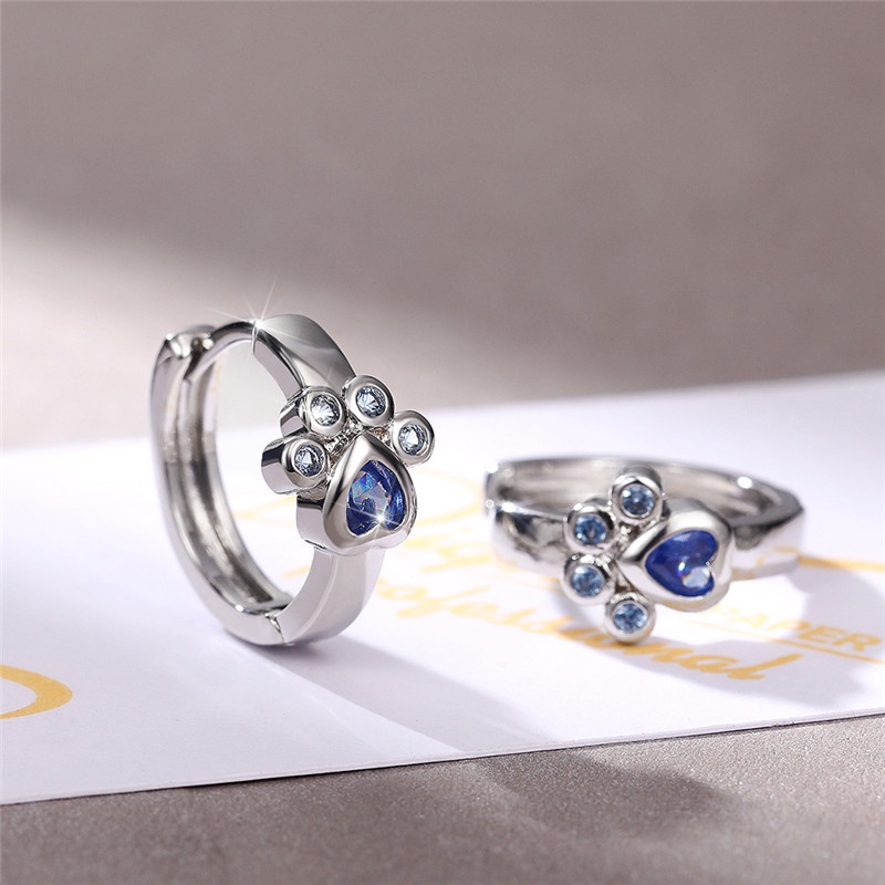 925 เงินสเตอร์ลิง Blue Footprint Hoops ต่างหู Cubic Zirconia Statement ต่างหูผู้หญิงสําหรับ Dance Party สไตล์สดสาวเครื่องประดับ