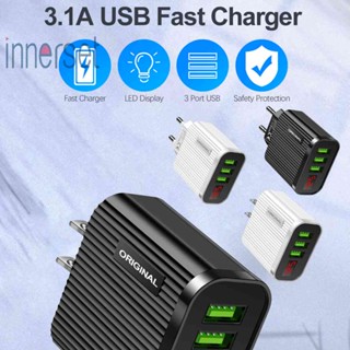 ใหม่ อะแดปเตอร์ชาร์จ USB 3A หน้าจอดิจิทัล สําหรับโทรศัพท์ แท็บเล็ต 3 USB