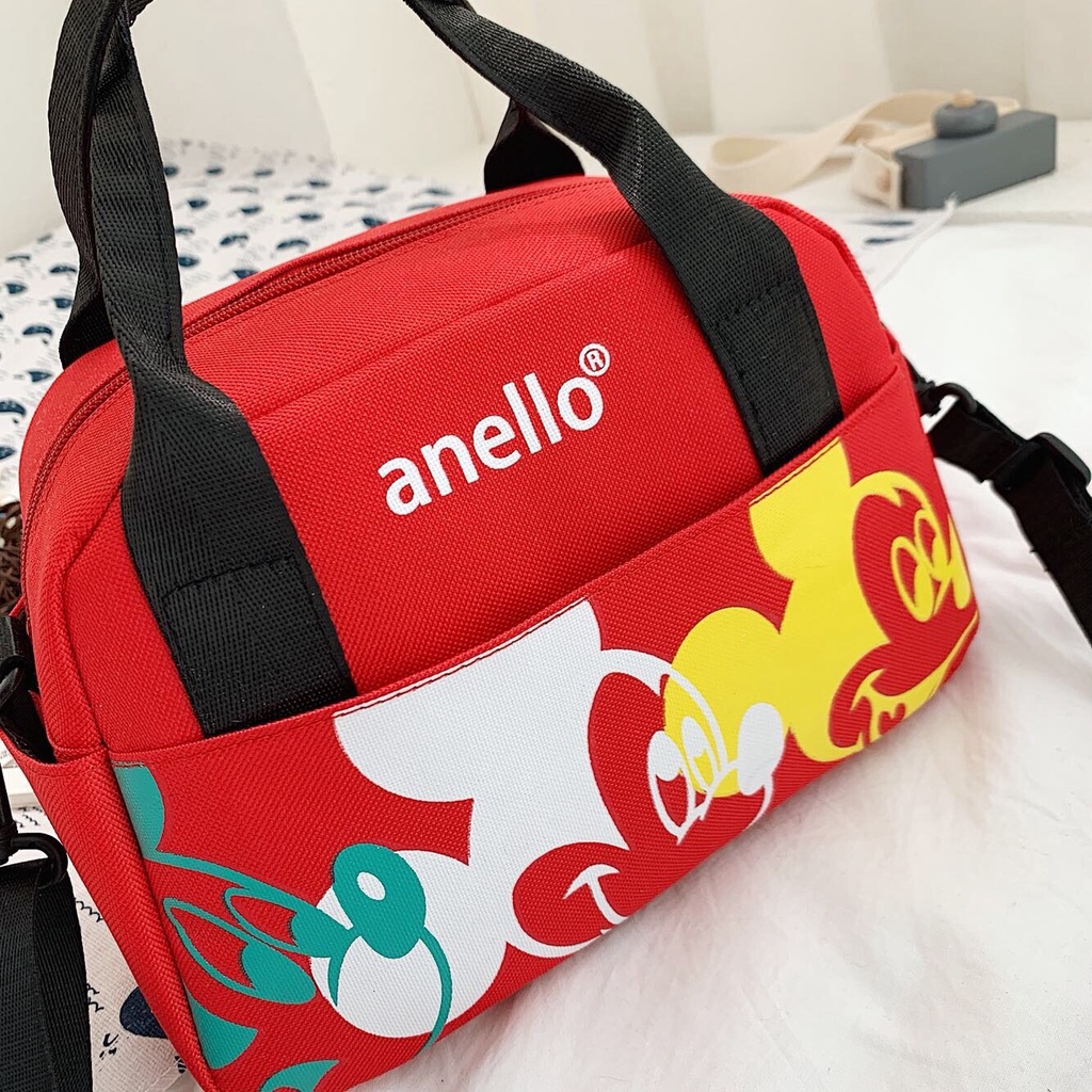 งานคุณภาพดี  Fashion handbag พร้อมส่ง ! Anello Mickey แบบถือพร้อมสายสะพายข้างมาตรฐานส่งออก