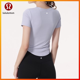 Lululemon ใหม่ เสื้อกีฬาโยคะ แขนสั้น ระบายอากาศ น้ําหนักเบา ถอดได้ รัดรูป DX720